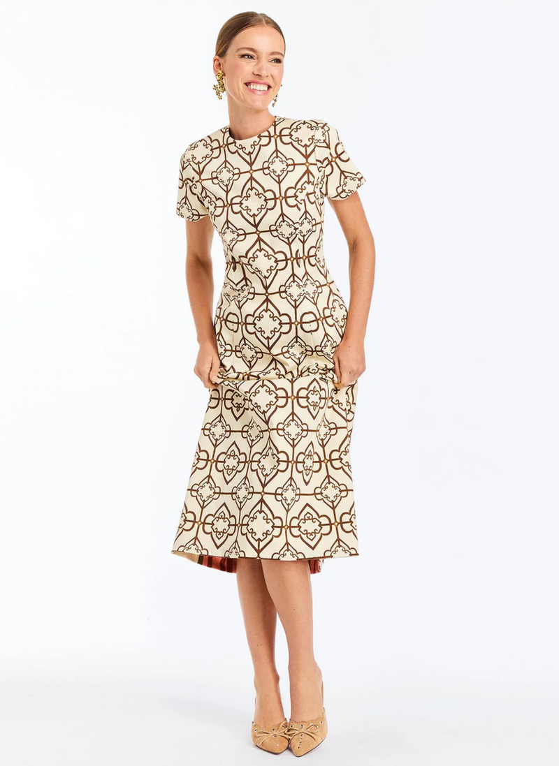 Hampton Convertible Dress- Deco Quatrefoil