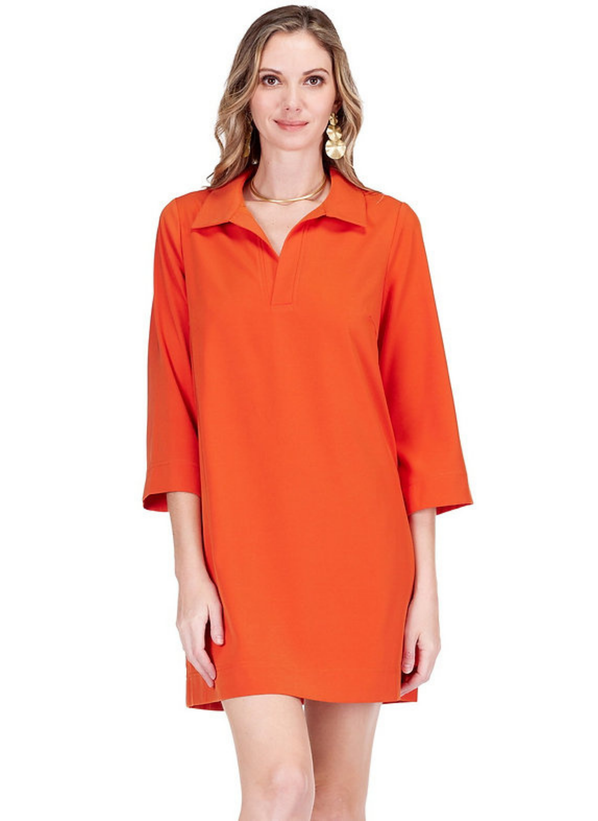 Placket Bell Sleeve Dress