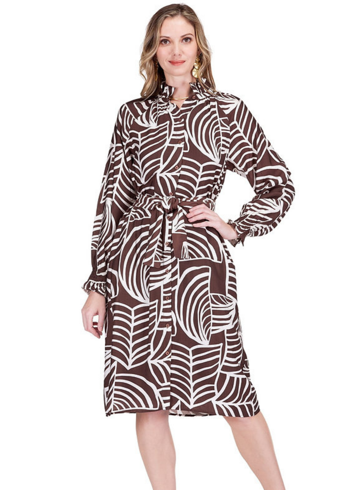 Gather Neck Fern Dress