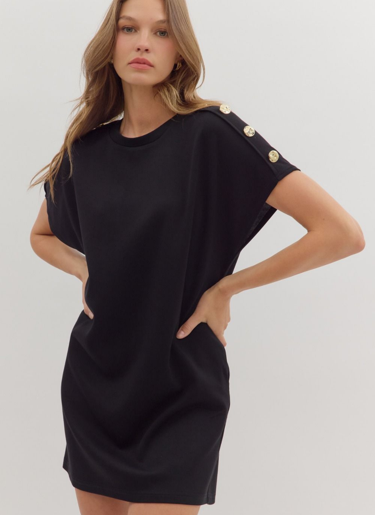 Button Sleeve T-Shirt Dress