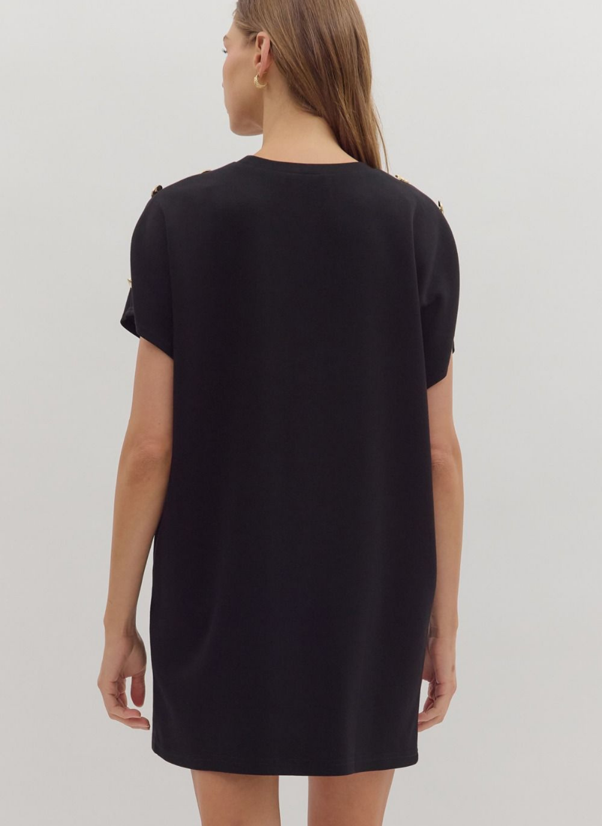 Button Sleeve T-Shirt Dress