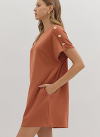 Button Sleeve T-Shirt Dress