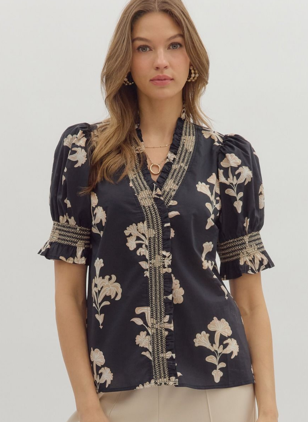 Floral Bouquet Smocked Top