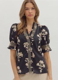Floral Bouquet Smocked Top