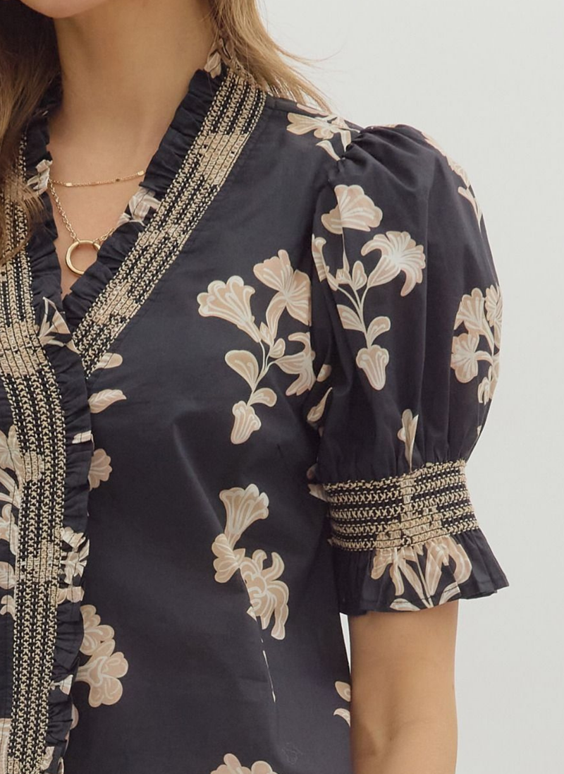 Floral Bouquet Smocked Top