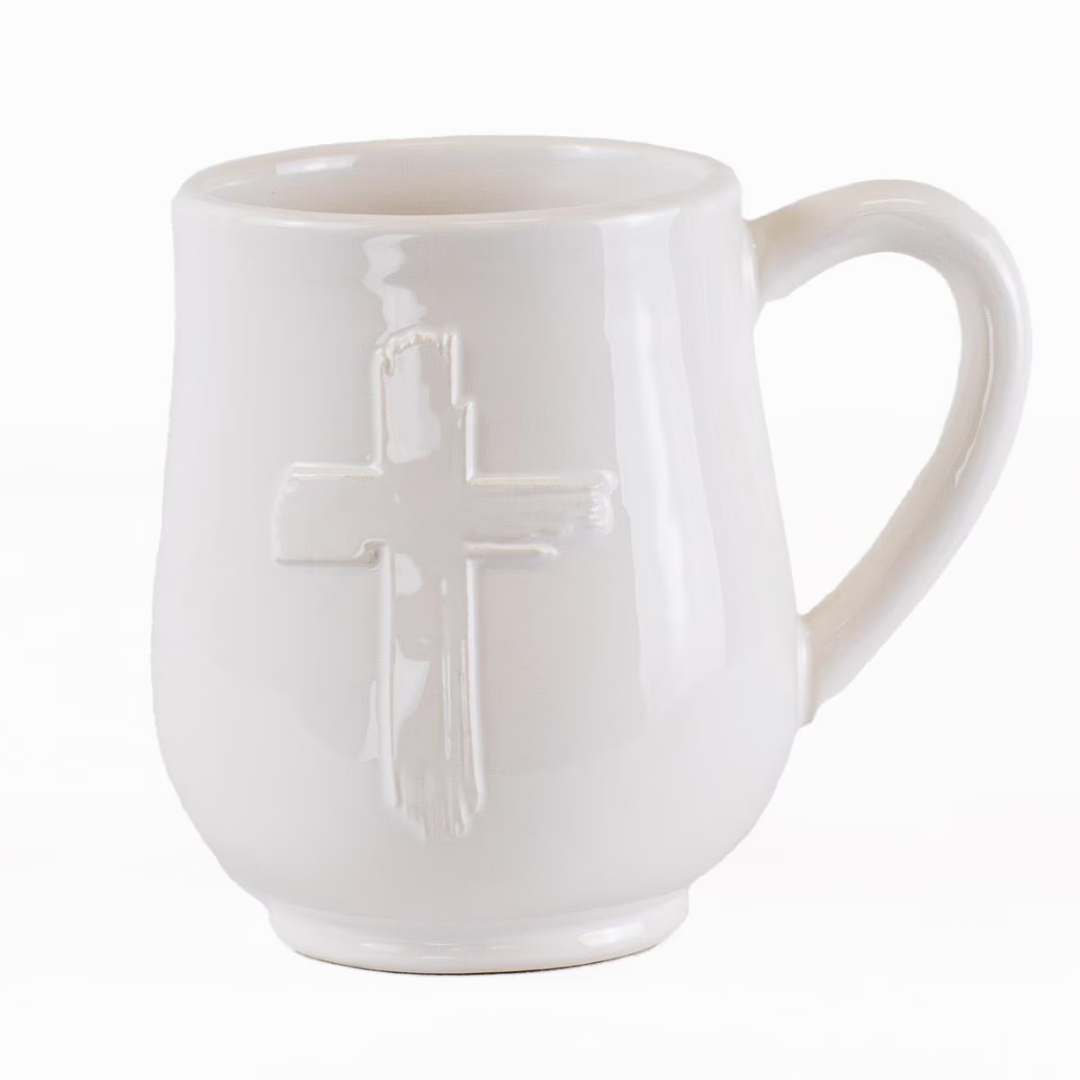 White Cross Embossed Mug
