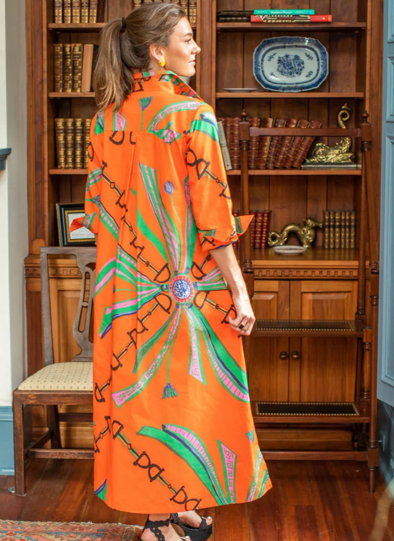 Estate Orange Shirt Dress Long