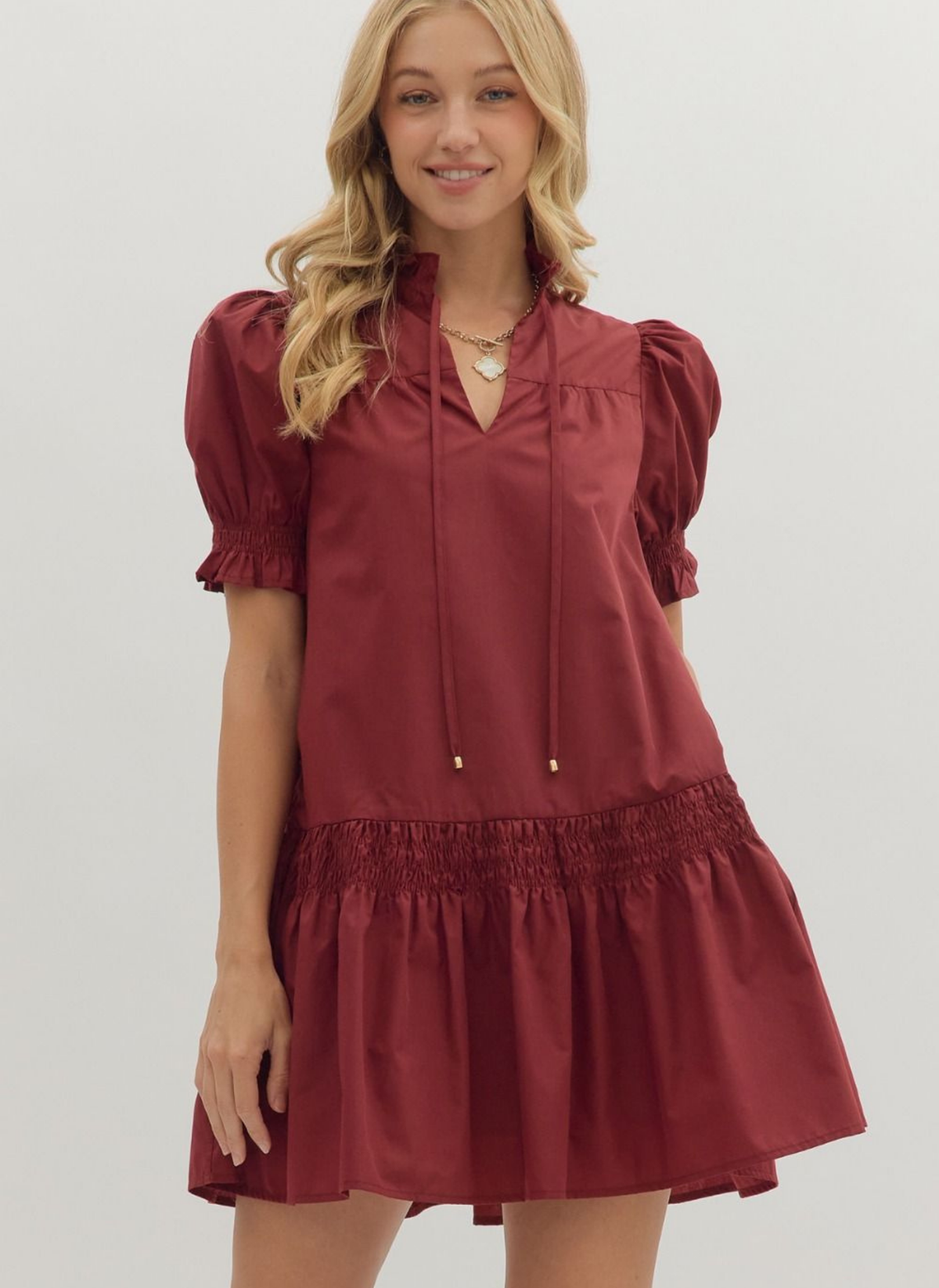 Lauri Smocked Drop Hem Dress
