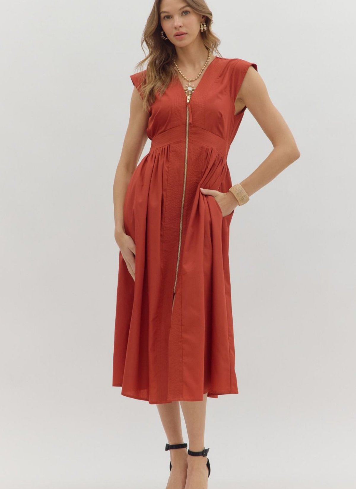 Zara Zip Midi Dress