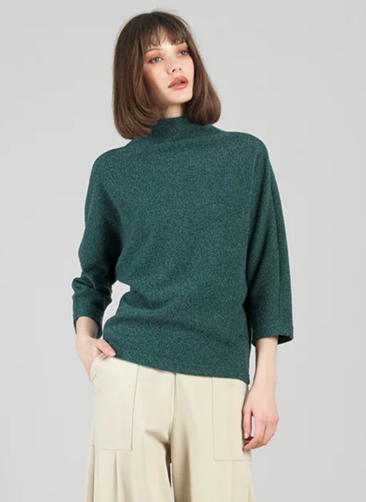 Plush Ribbed Funnel Neck Sweater