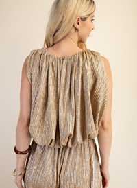 Metallic Crinkle Bubble Top