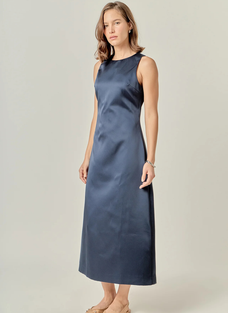 Satin Sleeveless Midi Dress
