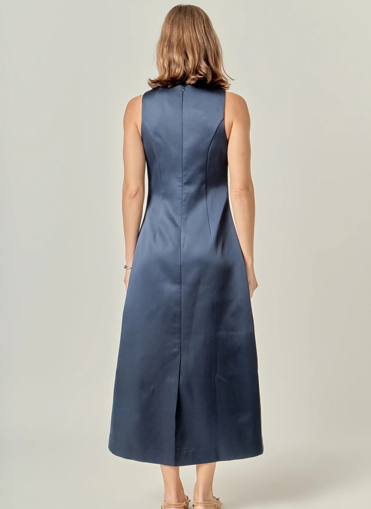 Satin Sleeveless Midi Dress