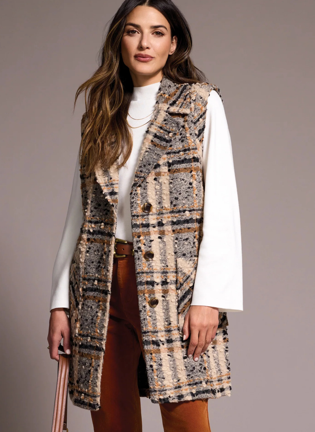 Wide Notch Button Front Vest