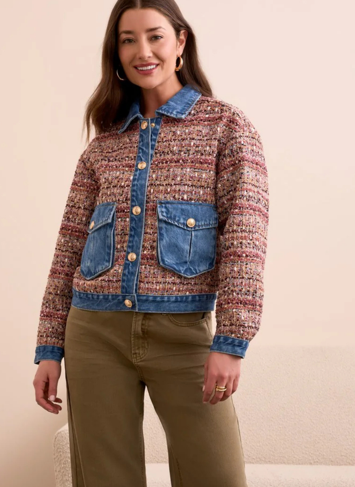 Mixed Media Tweed Jacket