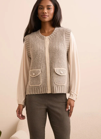 Cozy Knit Vest with Trim