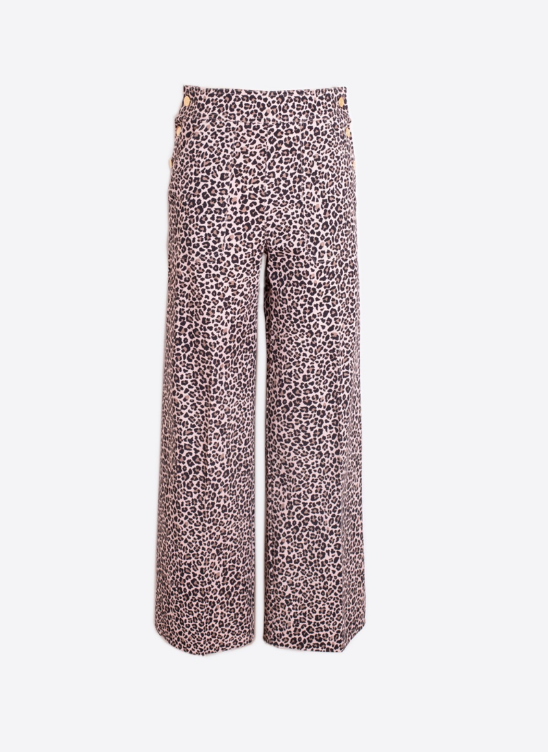 Wide Leg Leopard Print Pant