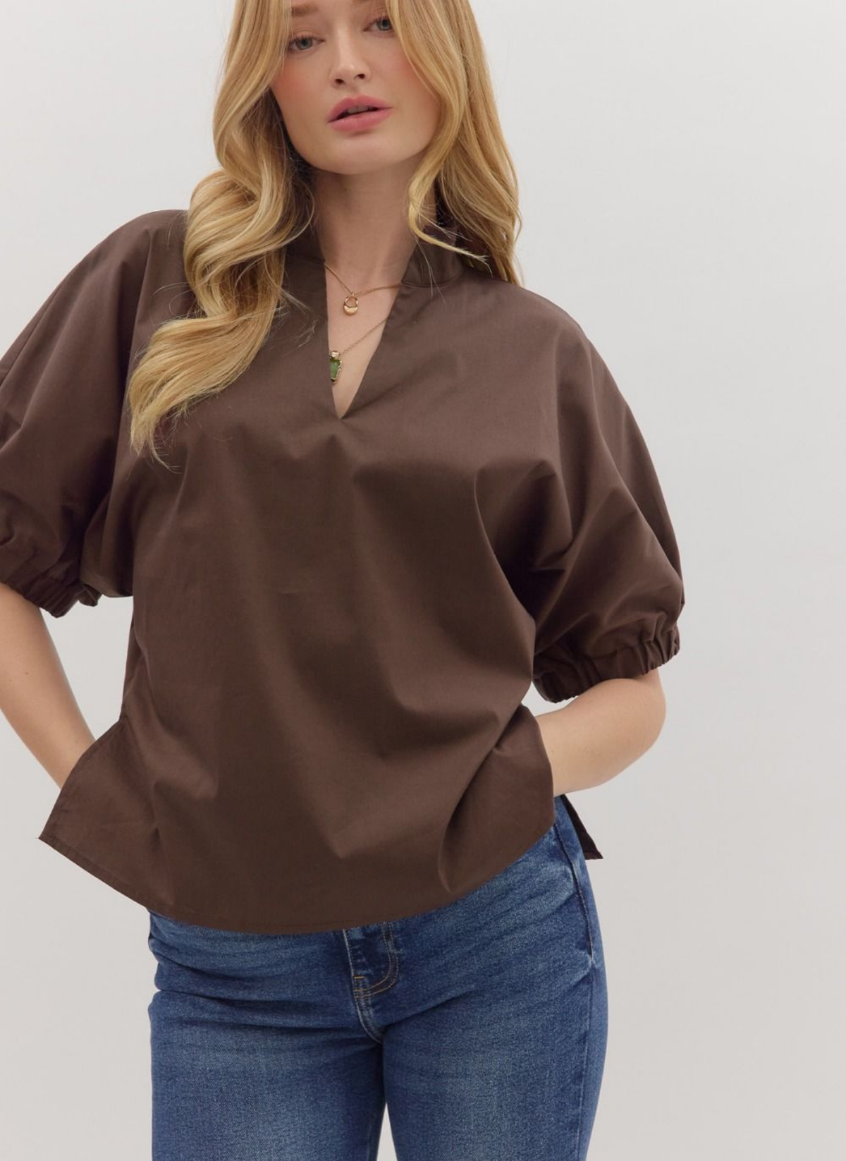 Poplin Relaxed Shoulder Top