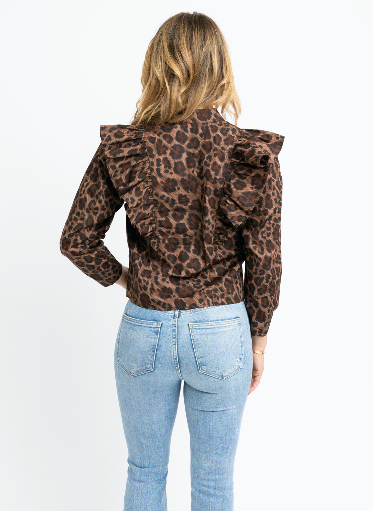 Melanie Leopard Ruffle Blouse