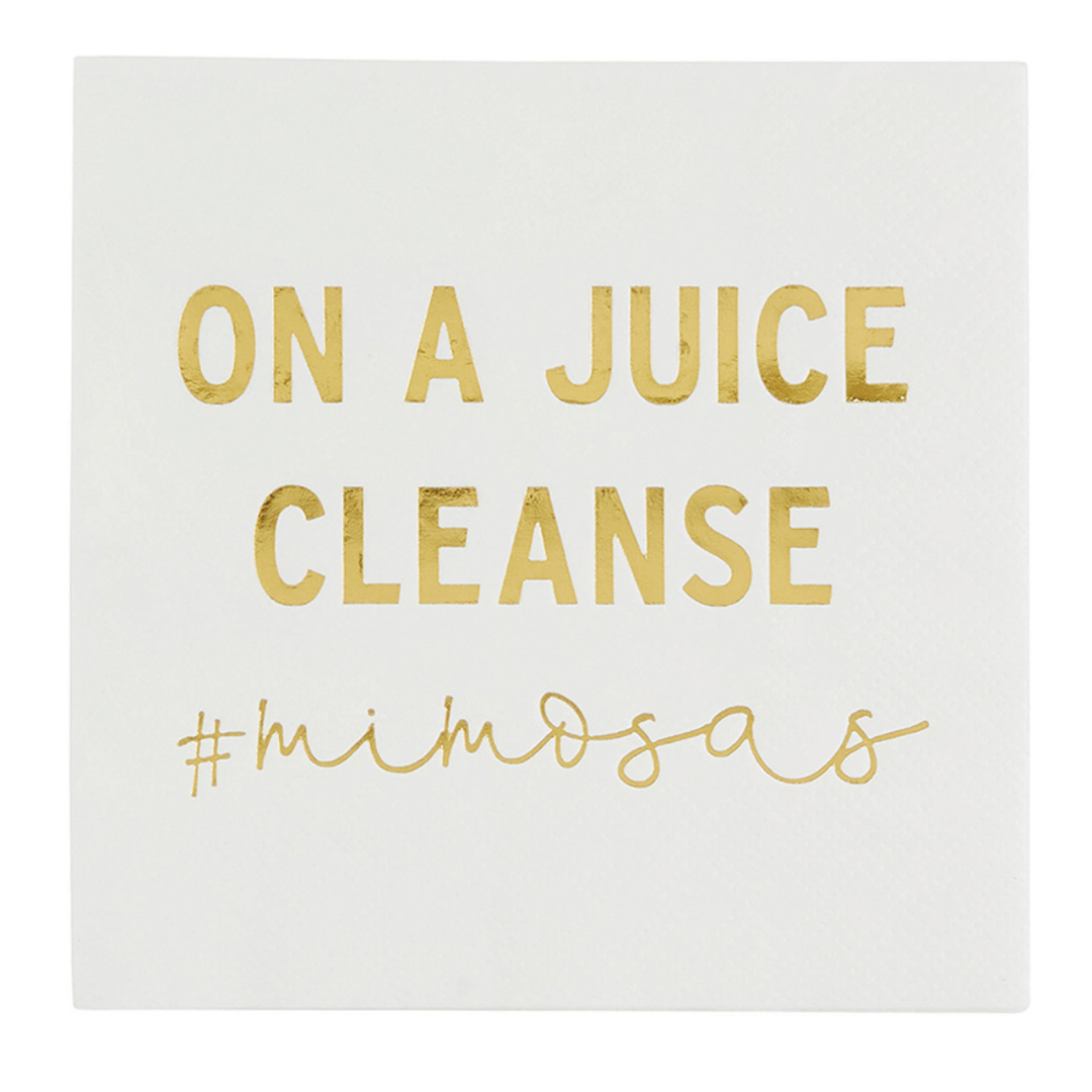 "On a Juice Cleanse" Gold Foil Cocktail Napkins