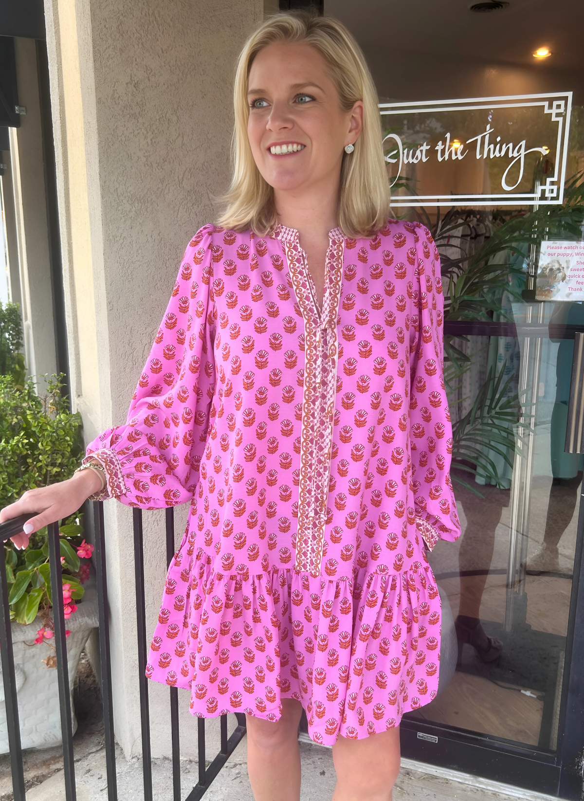 Natasha Dress - Floral Foulard Pink