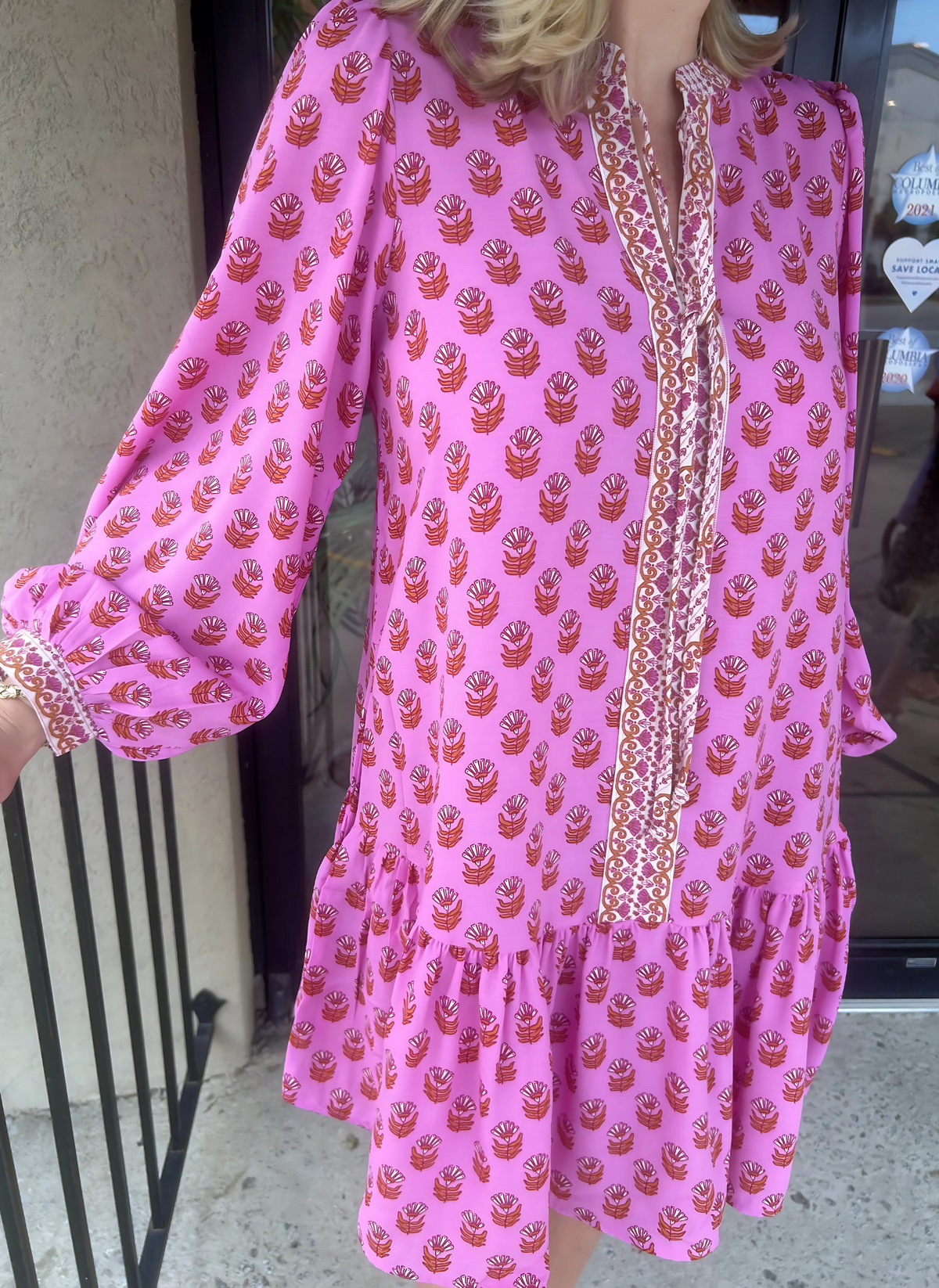 Natasha Dress - Floral Foulard Pink