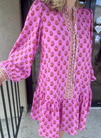 Natasha Dress - Floral Foulard Pink