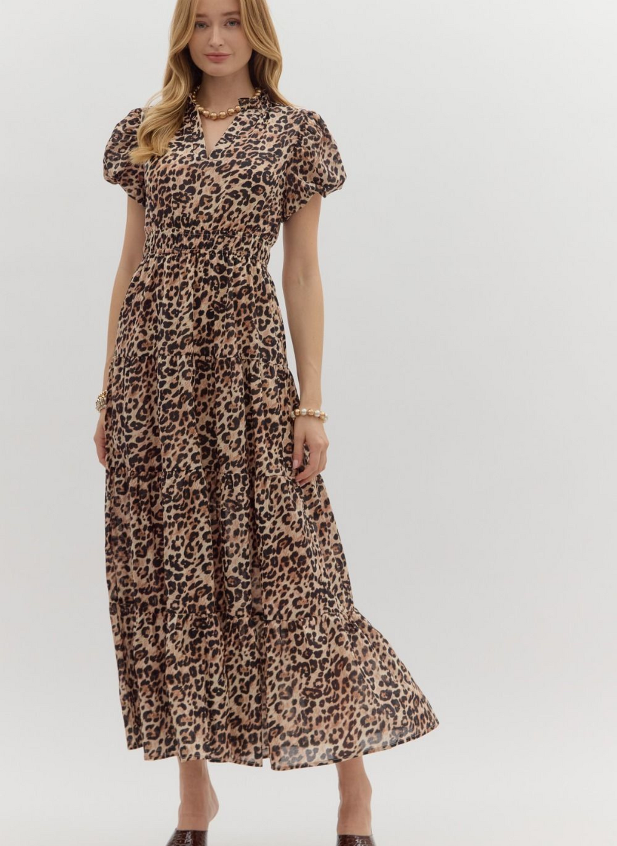 Spotted Leopard Tiered Dress