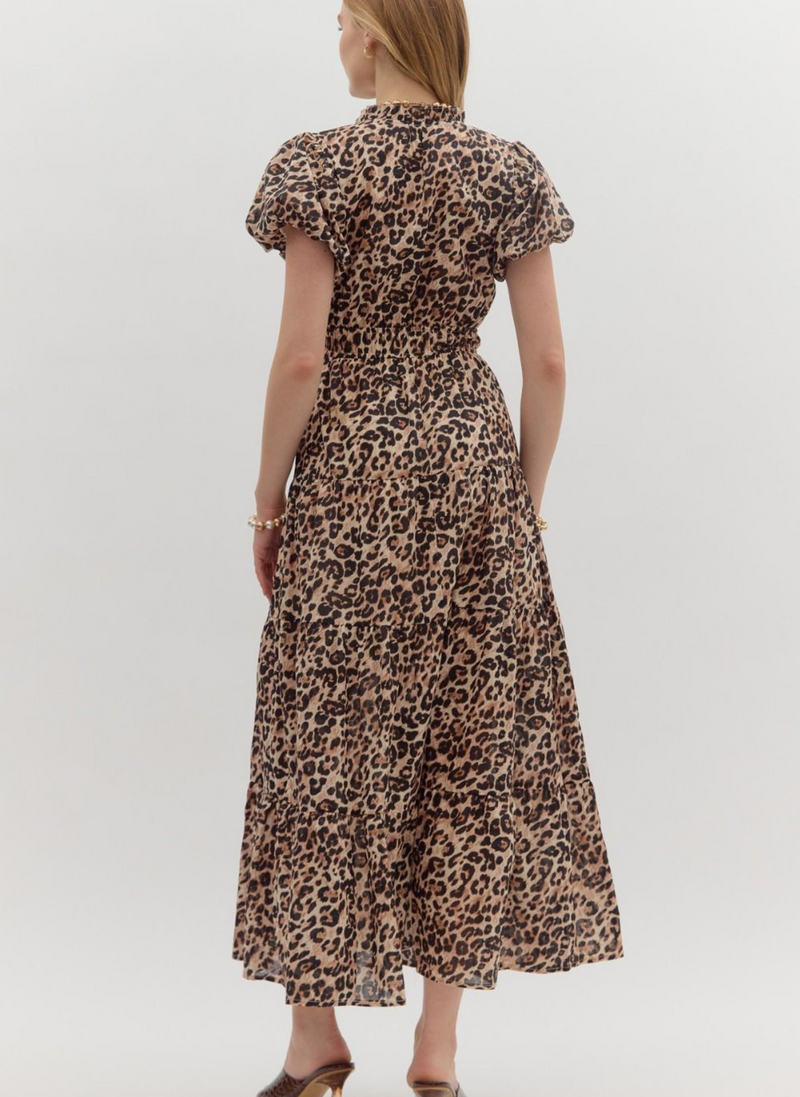 Spotted Leopard Tiered Dress