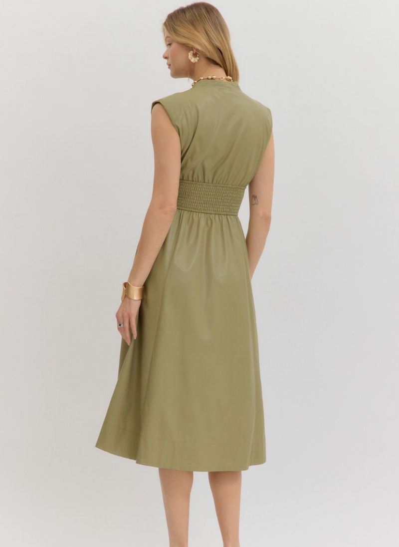 Penelope Faux Leather Midi Dress