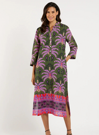 Kallan Dress- Decorative Frond Loden
