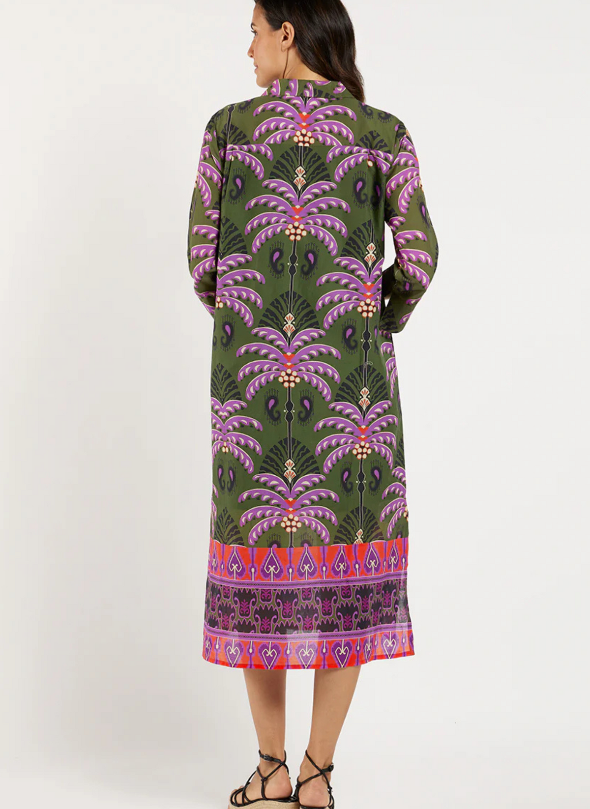 Kallan Dress- Decorative Frond Loden