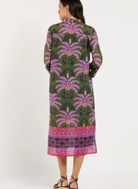 Kallan Dress- Decorative Frond Loden