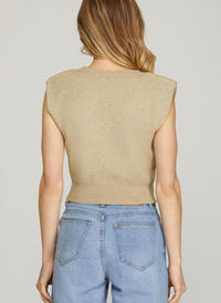 Sleeveless Waist Crop Sweater