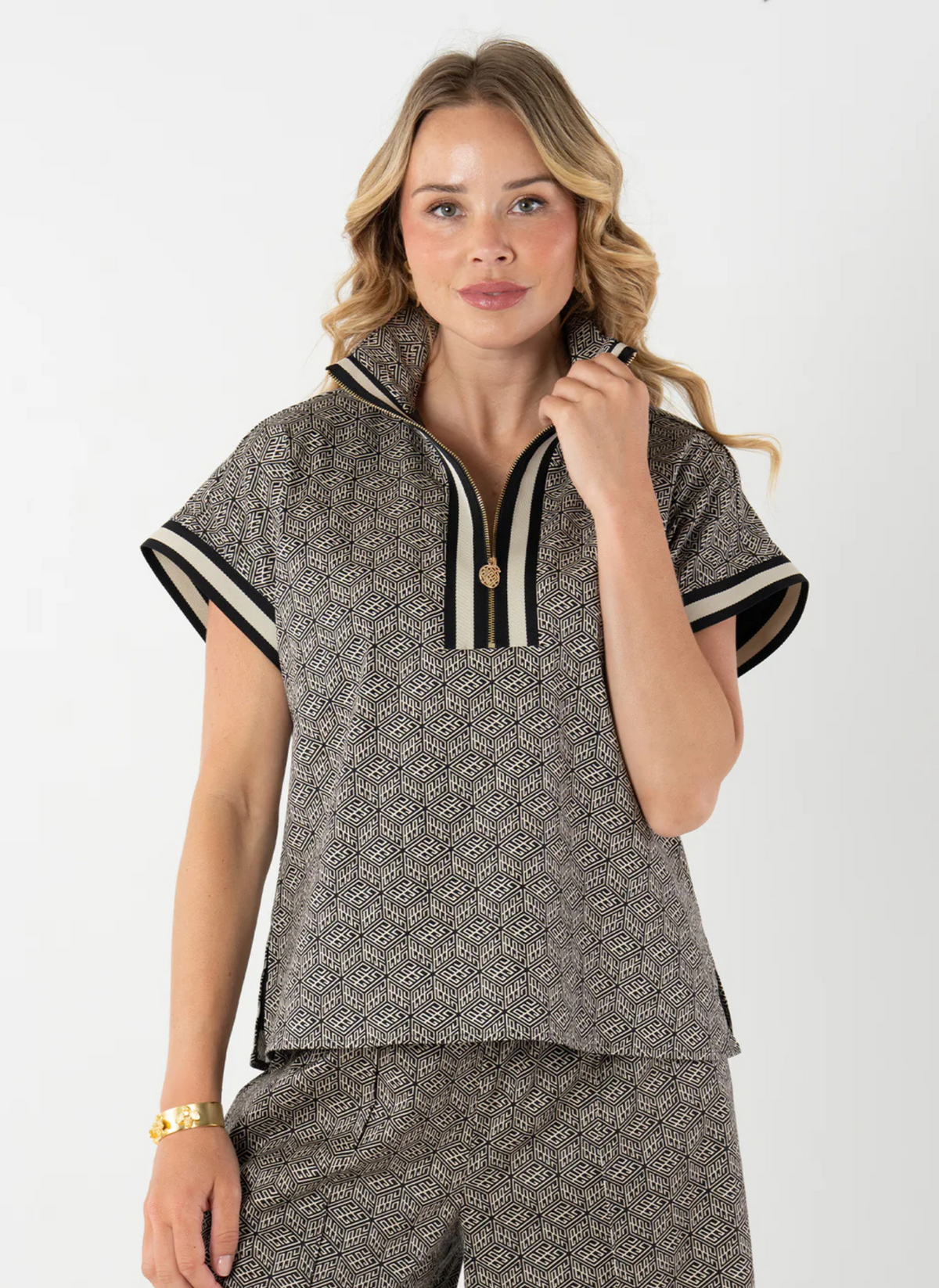 Poppy Pullover- Black Tonal Monogram