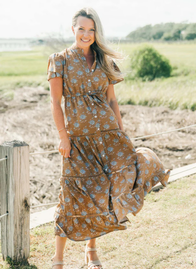 Hurley Midi Dress- Midnight Peony
