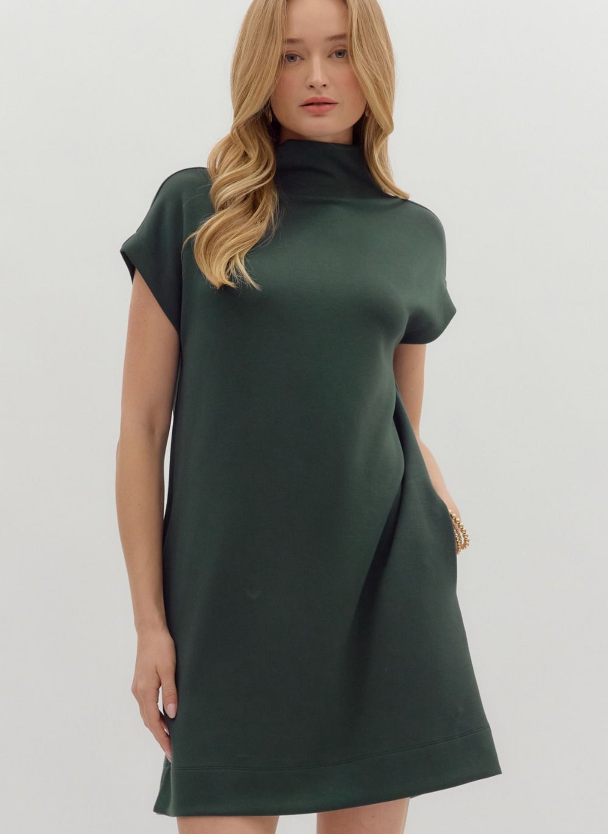 Mock Neck Sporty Shift Dress