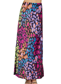 Multi Color Animal Print Satin Skirt