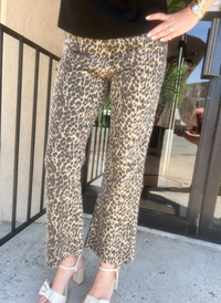 Crop Flare Leopard Denim
