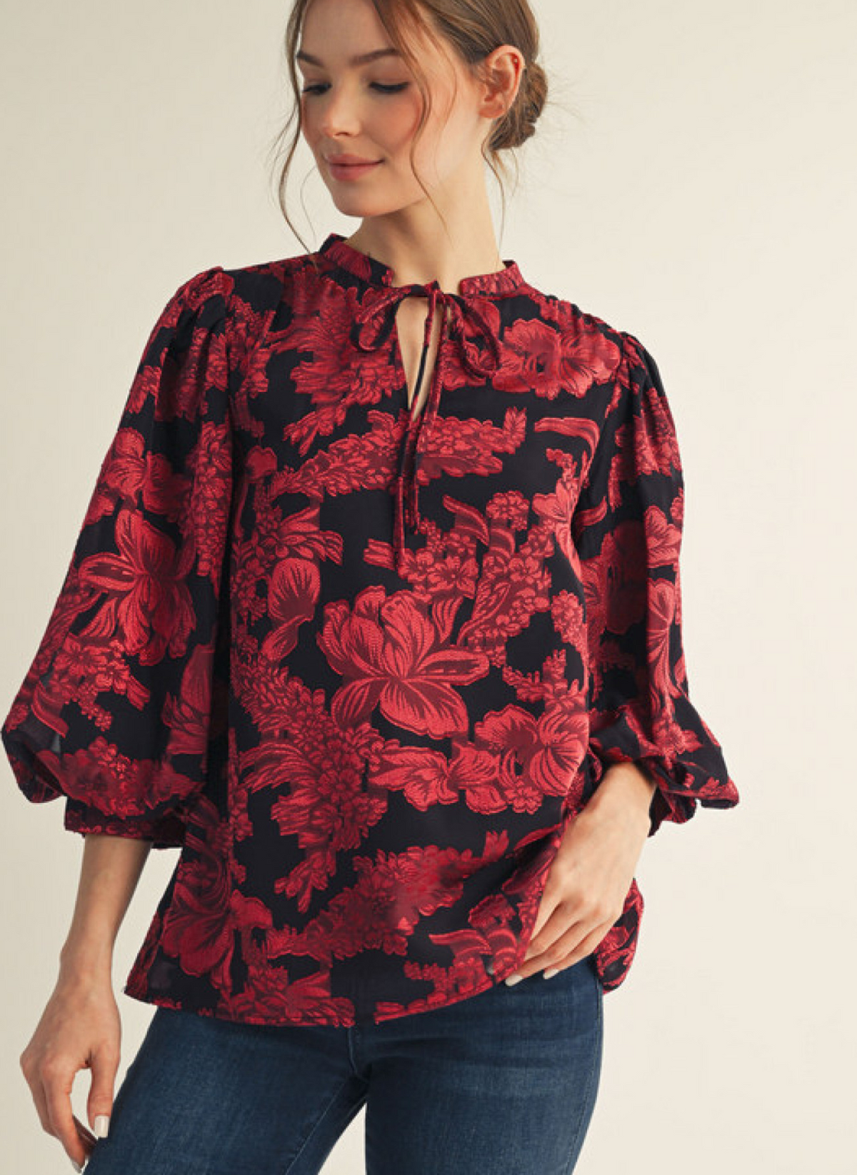 Phoebe Floral Brocade Top