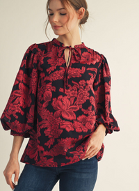 Phoebe Floral Brocade Top