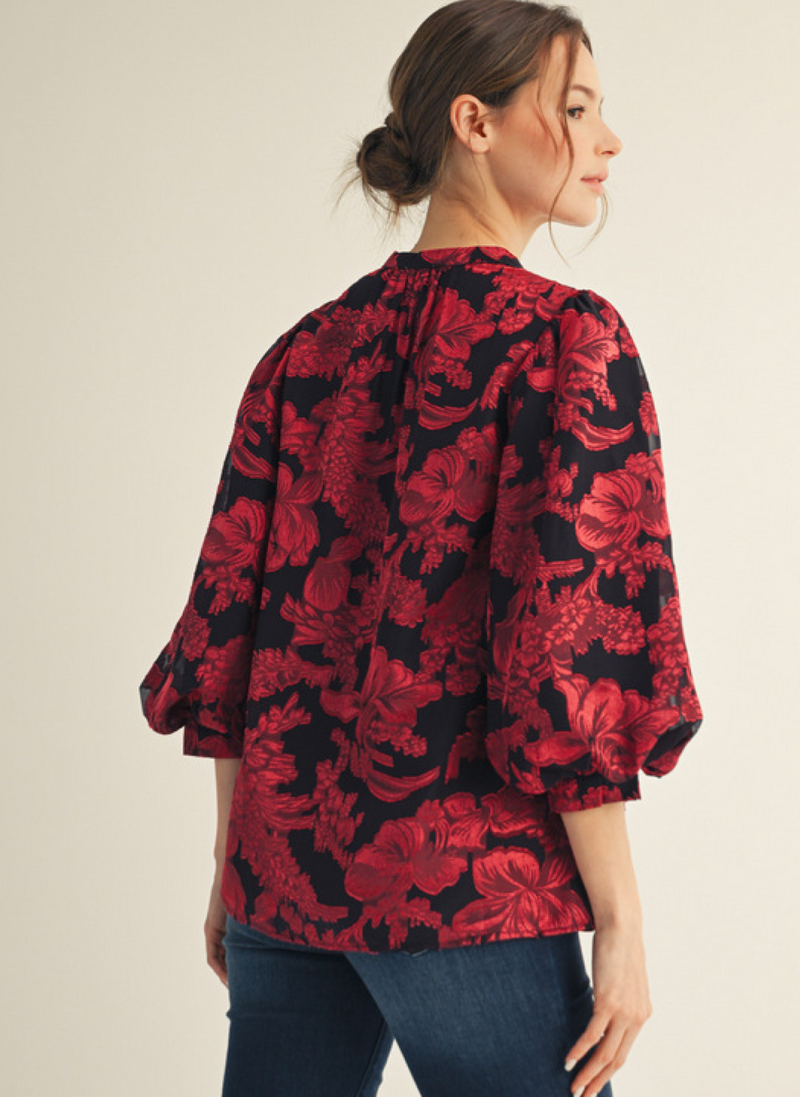Phoebe Floral Brocade Top