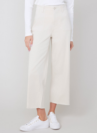Raw Hem Wide Leg Crop  Pant