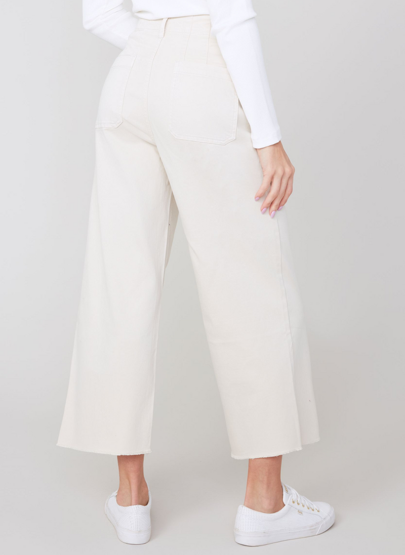 Raw Hem Wide Leg Crop  Pant