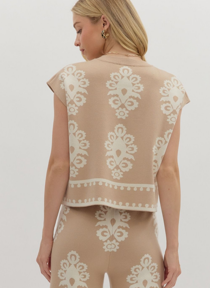 Damask Cap Sleeve Sweater