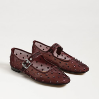 Michaela Mary Jane Flat - French Merlot Mesh