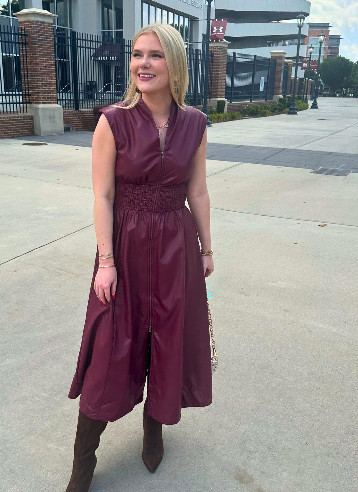 Penelope Faux Leather Midi Dress