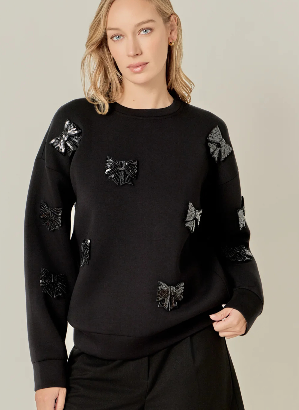 Sequin Bow Scuba Sweatshirt