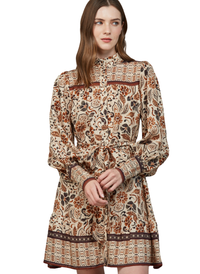 Pintuck Detail Fall Floral Dress