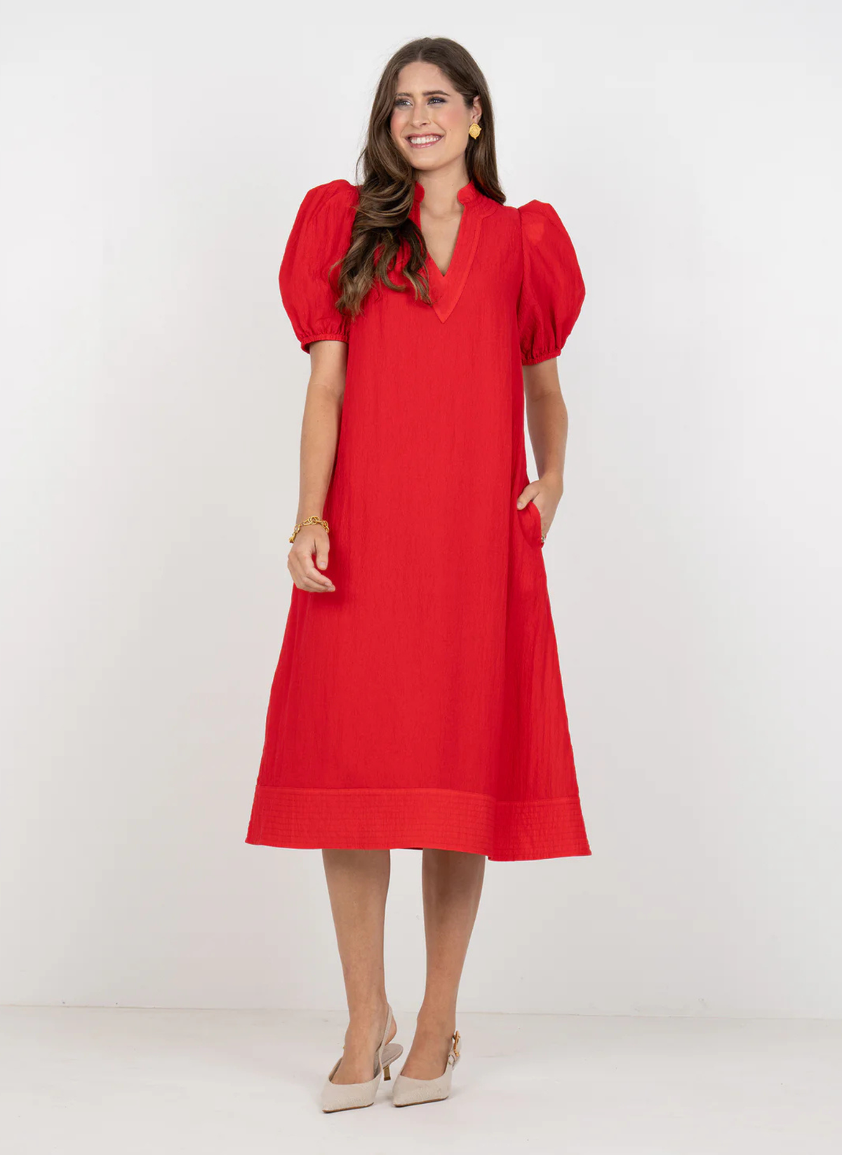Hampton Midi Dress- Cardinal Red